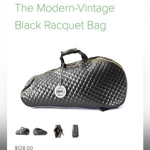 NWT Louis & Eleanor Tennis Bag REAL Black Leather